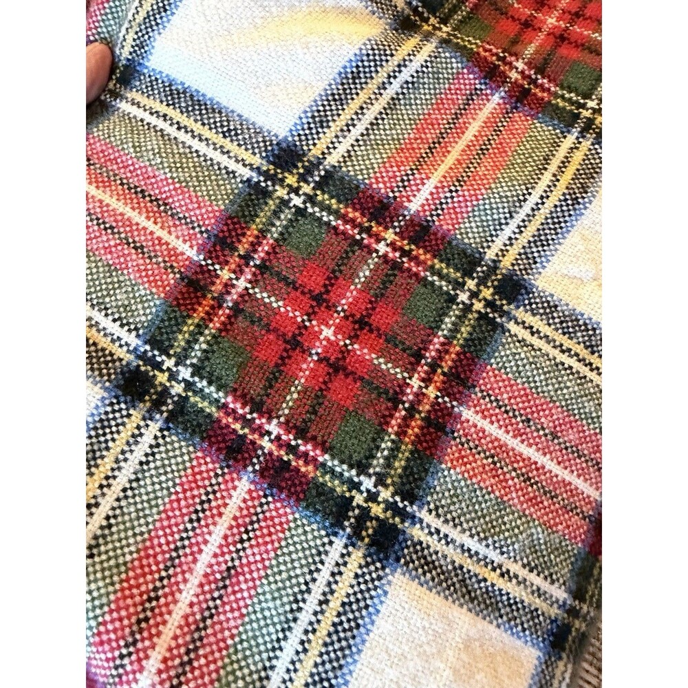 Pottery Barn Stewart Plaid Sherpa Back Sofa Throw Blanket Red/Green 50x60